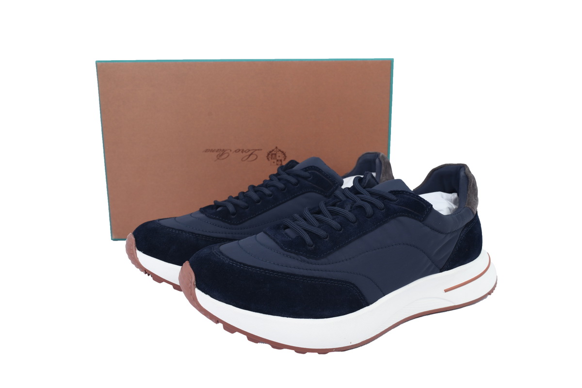 Loro Piana Week End Walk Suede-Trimmed Shell Sneakers Blue