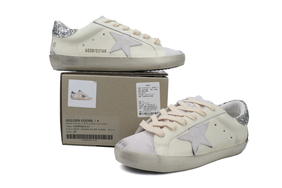 Golden Goose Super Star White Silver Glitter