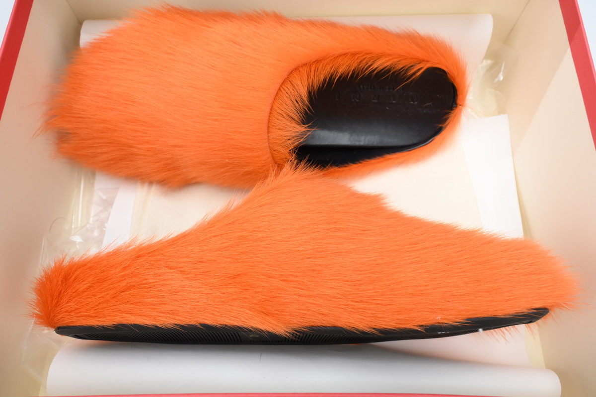 Marni Loafers Long-hair Calfskin Fussbett Sabot Orange