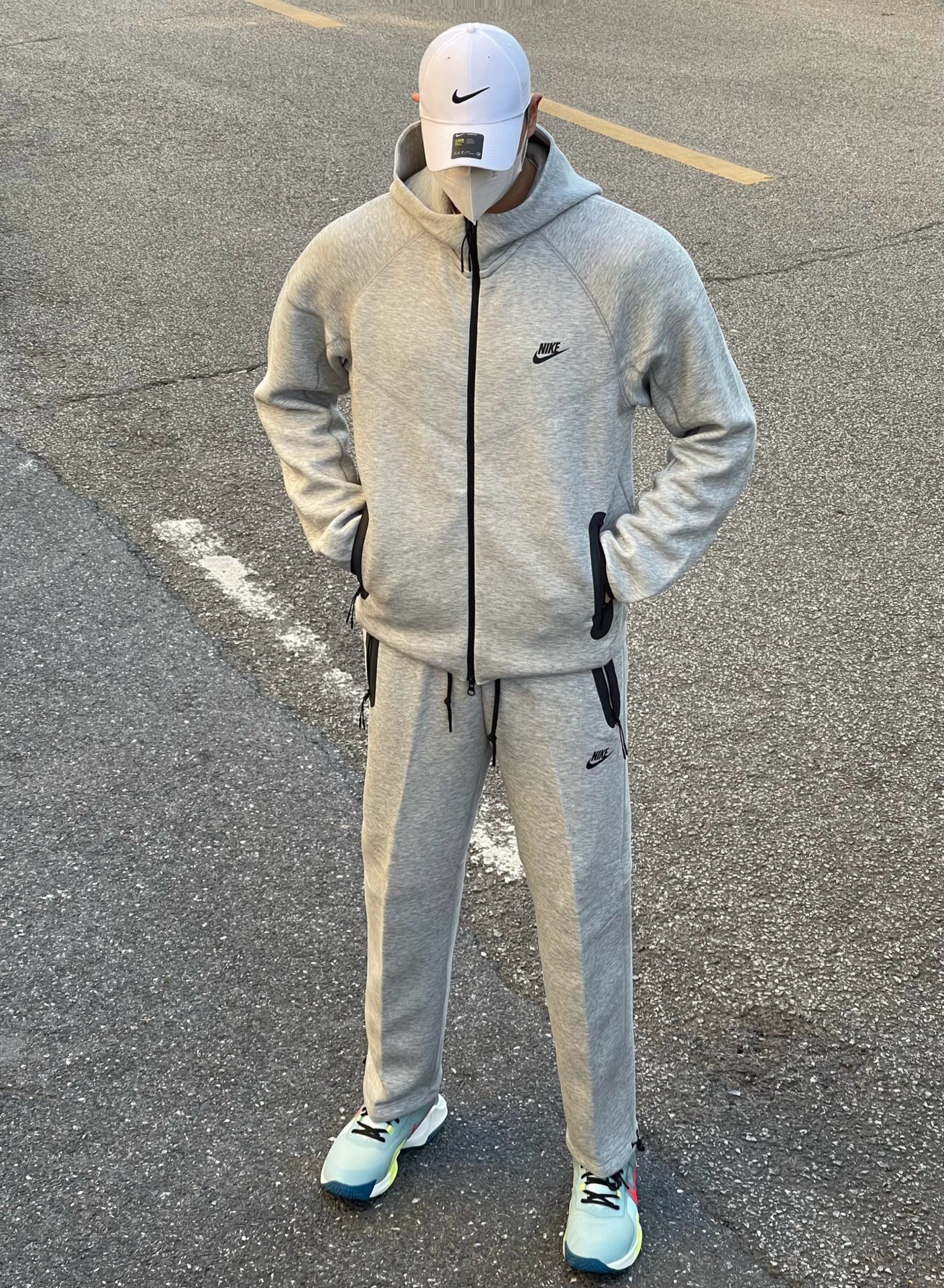 Nike Sportswear Tech Fleece Full-Zip Hoodie & Joggers Set Grey FB7921-063+FB8002-063