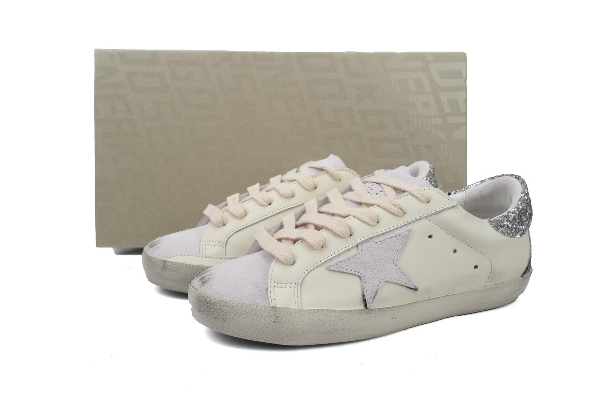 Golden Goose Super Star White Silver Glitter