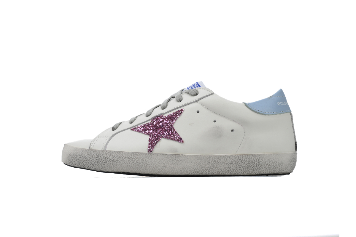 Golden Goose Super Star White Red Blue Heel Glitter