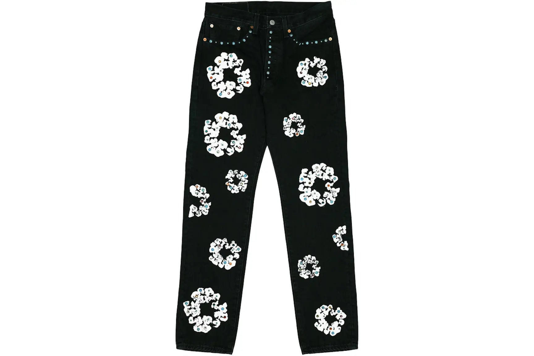 Denim Tears x Levi's 501 Cotton Rhinestone Wreath Jeans Black