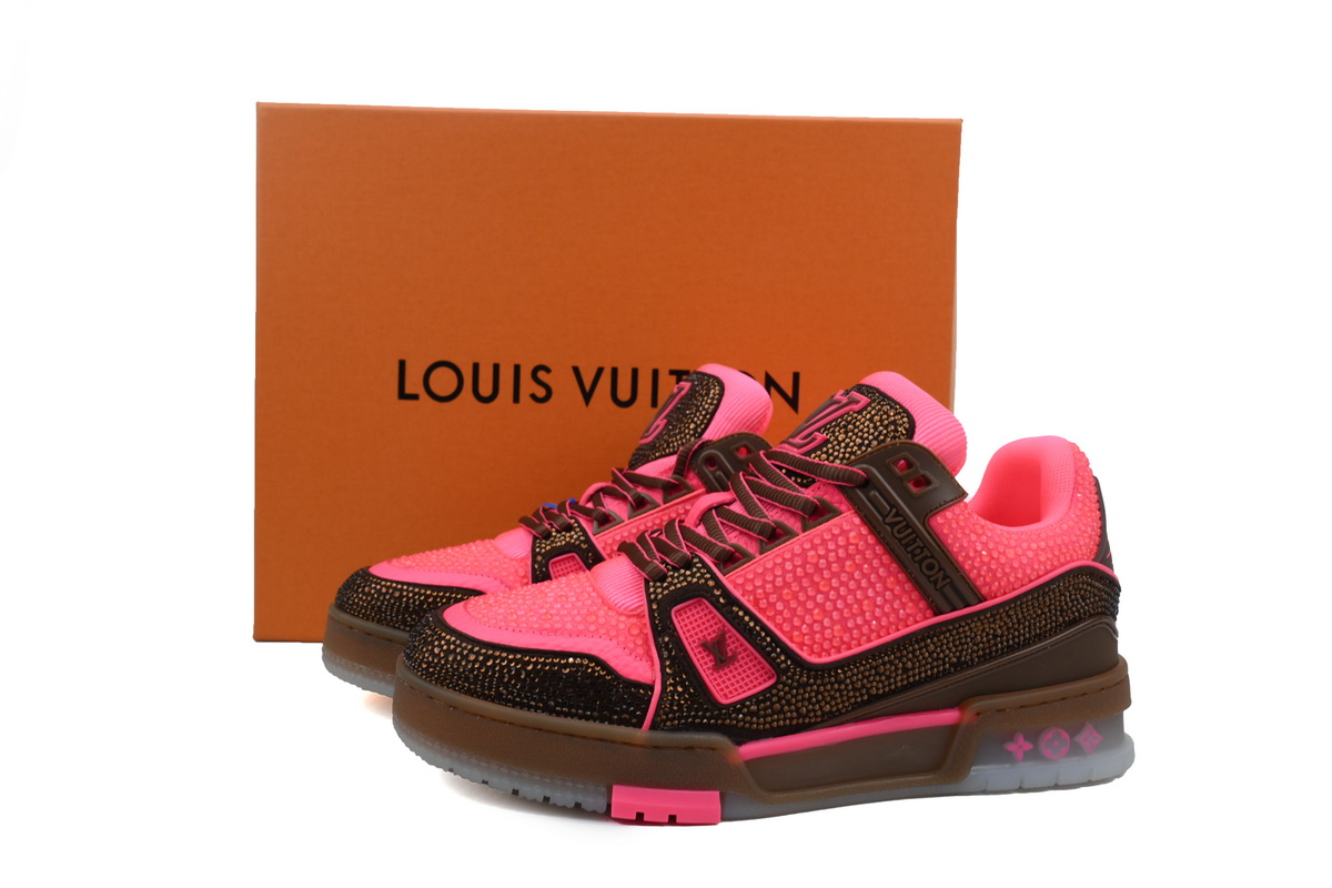 Louis Vuitton Trainer Pink Brown Rhinestone
