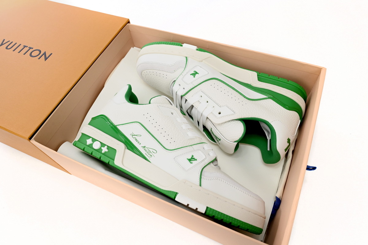 Louis Vuitton Trainer All Blue White Green Lychee Pattern 1ABNIS