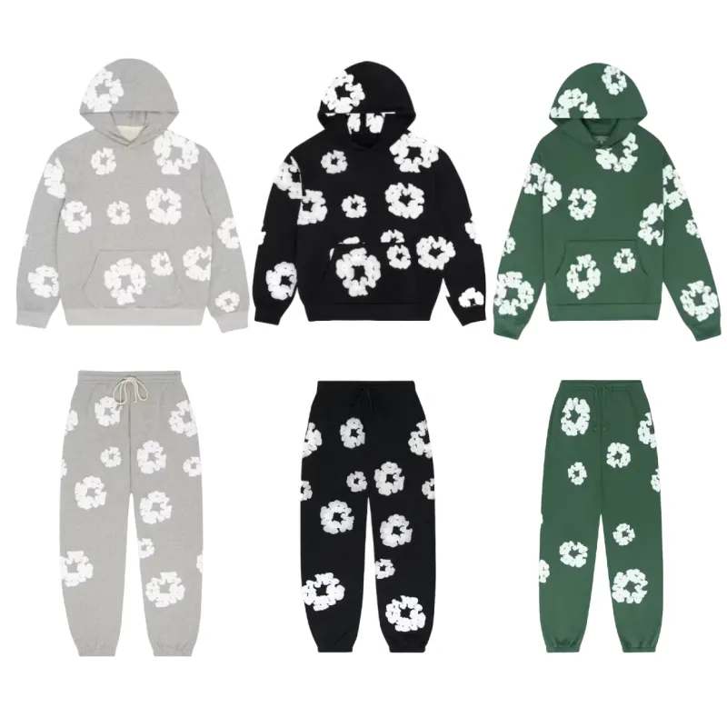 Denim Tears the Cotton Wreath Tracksuit Hoodie Sweatpants Grey Black Green
