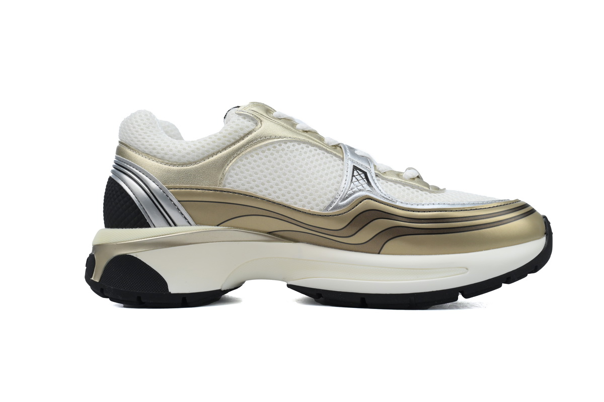 Chanel Fabric Laminated Low Top Sneakers Khaki
