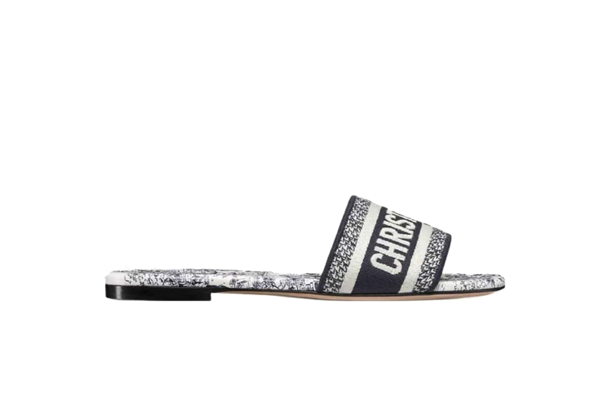 Dior Dway Slide Cloth Sandal Deep Blue