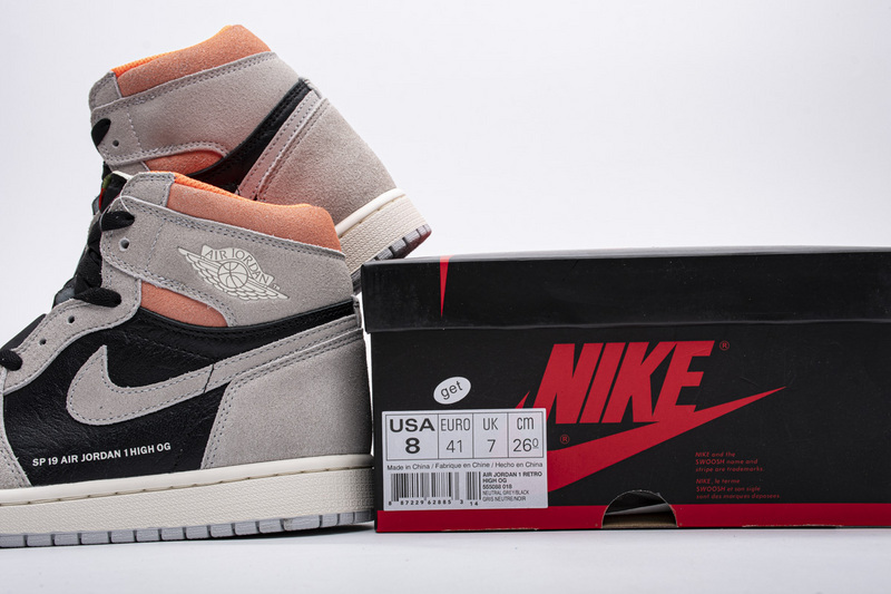 Jordan 1 Retro High Neutral Grey Hyper Crimson 555088-018