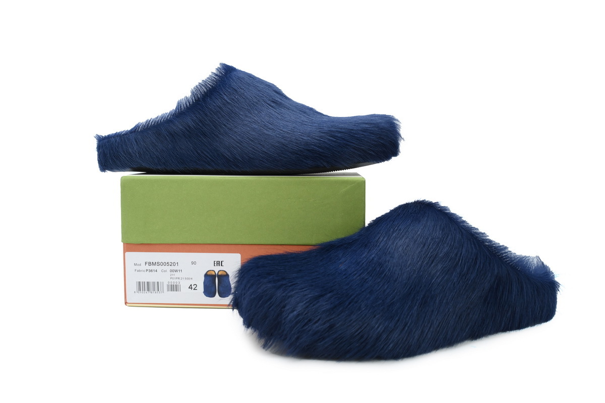 Marni Loafers Long-hair Calfskin Fussbett Dark Blue