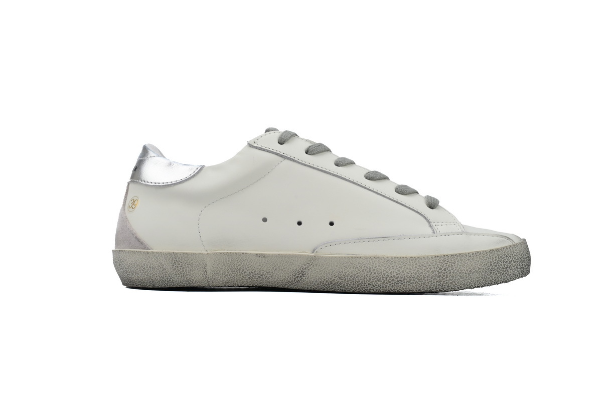 Golden Goose Super Star White Silver Heel