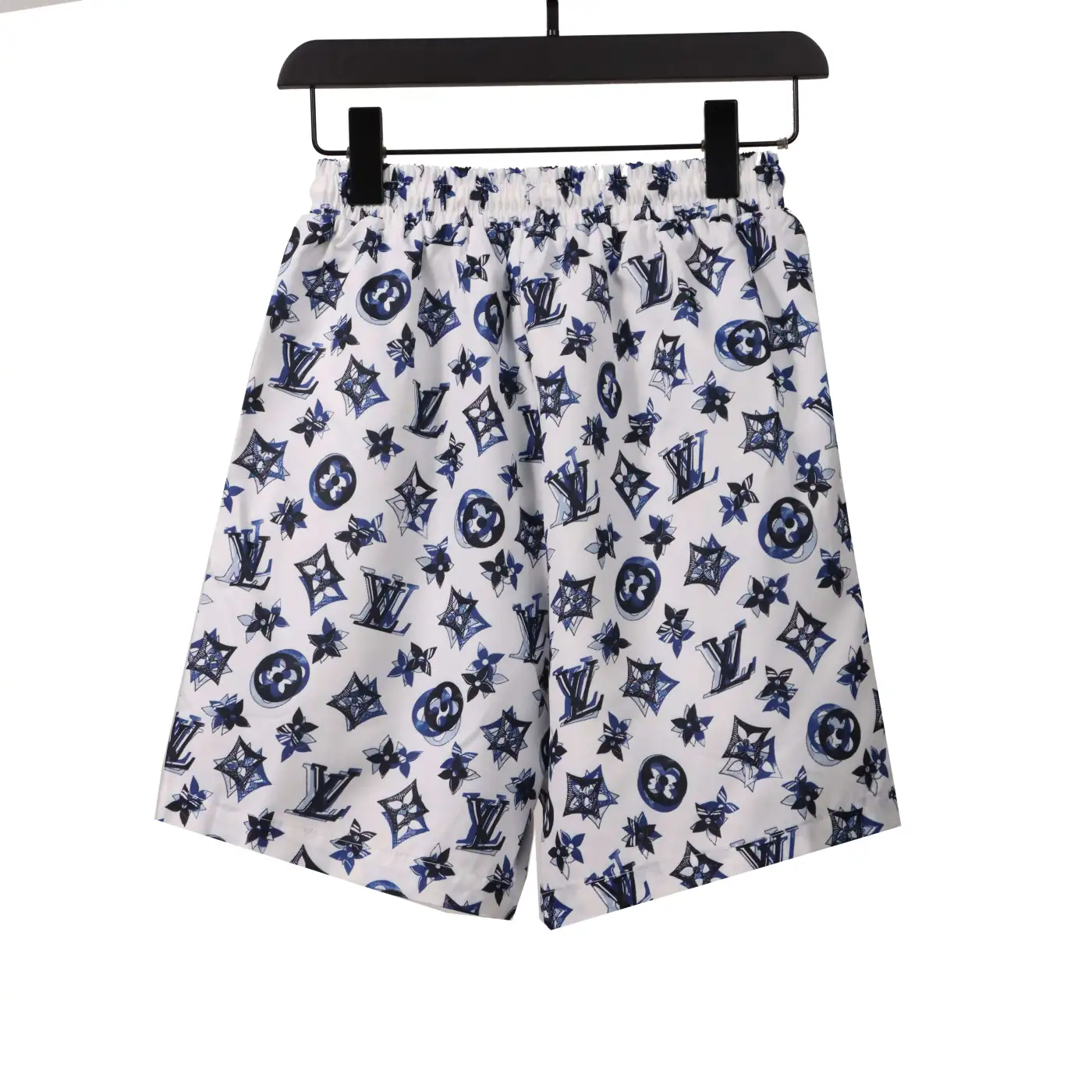 Louis Vuitton Overlapping Monogram Printed Beach Shorts White Blue