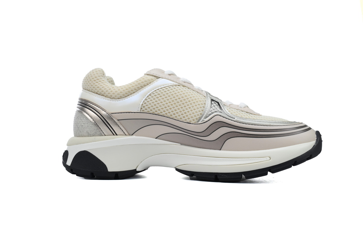 Chanel Fabric Laminated Low Top Sneakers Rose Gold