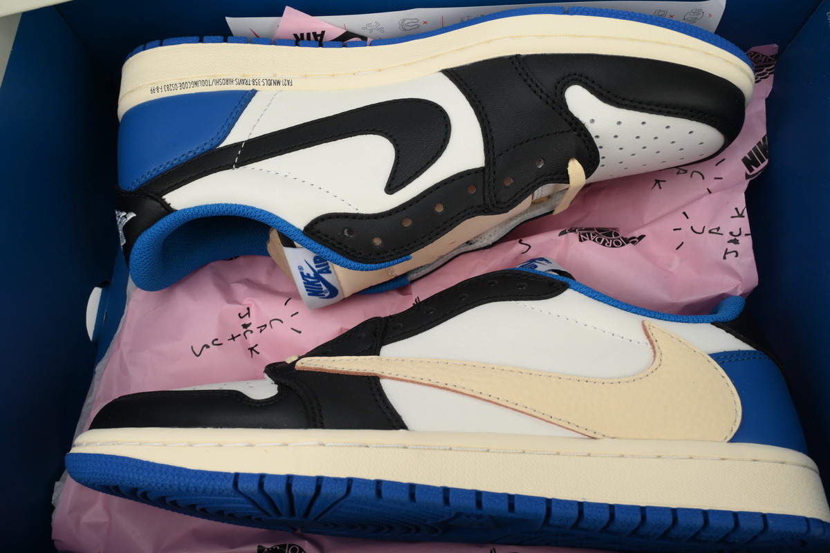 Travis Scott x Fragment Design x Air Jordan 1 Low Blue Black White DM7866-140