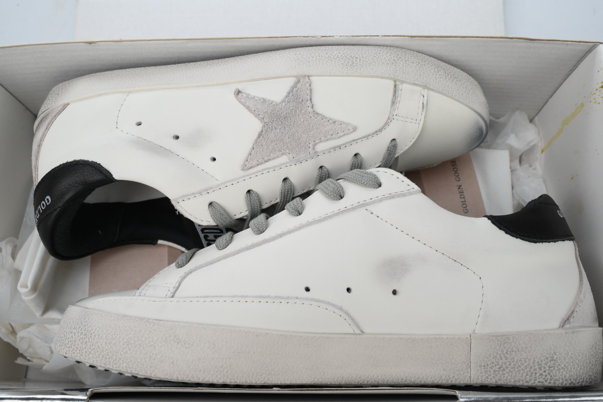 Golden Goose Super Star White Black Heel