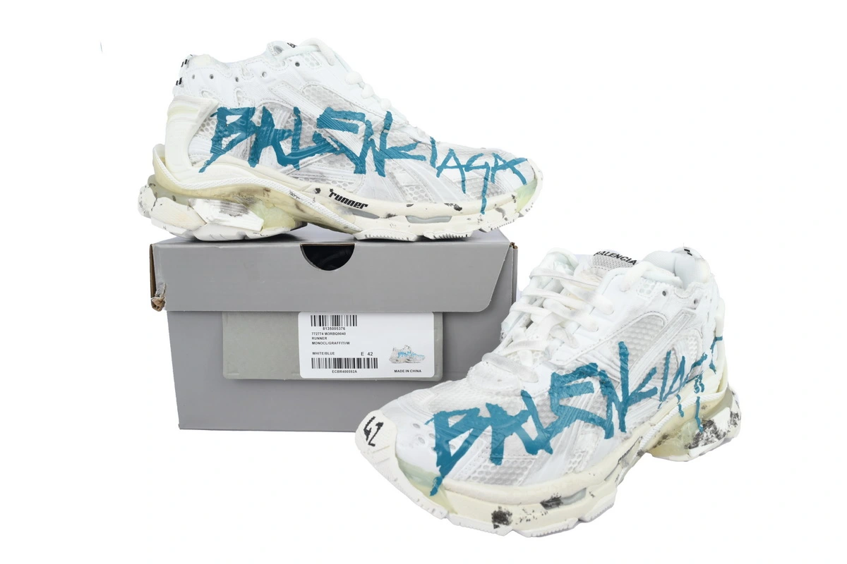 Balenciaga Runner Sneaker Graffiti-White Blue 772774 W3RBQ 9040 - ogsneaker
