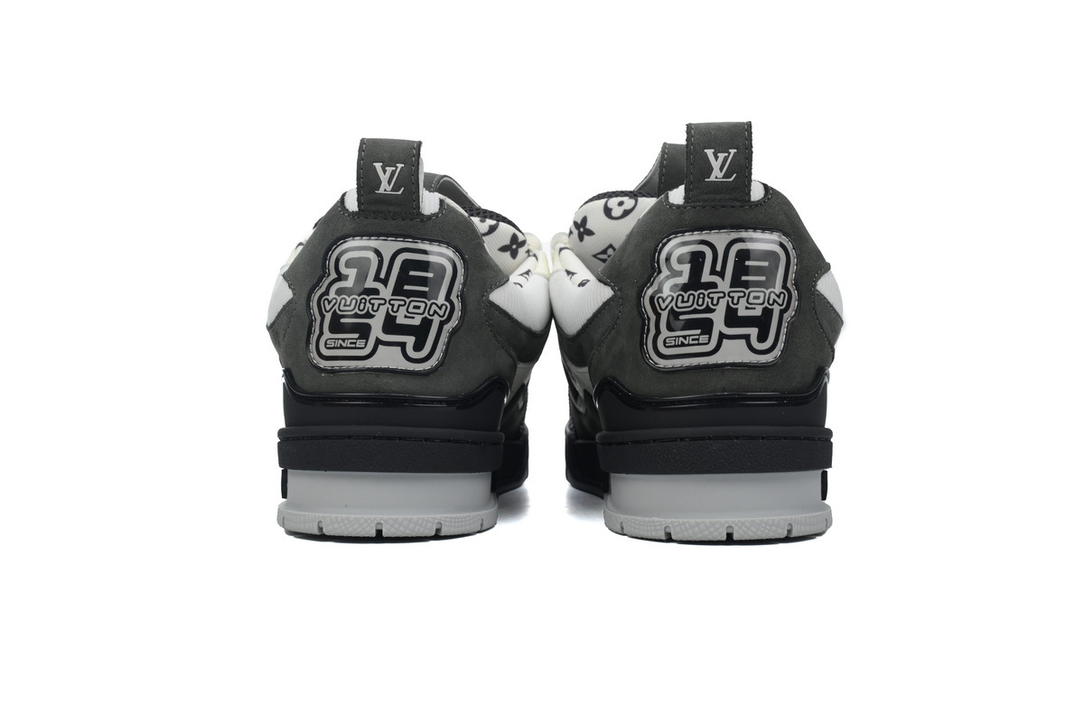 Louis Vuitton Leather Lace Up Fashionable Board Shoes Black Gray 1AC52M