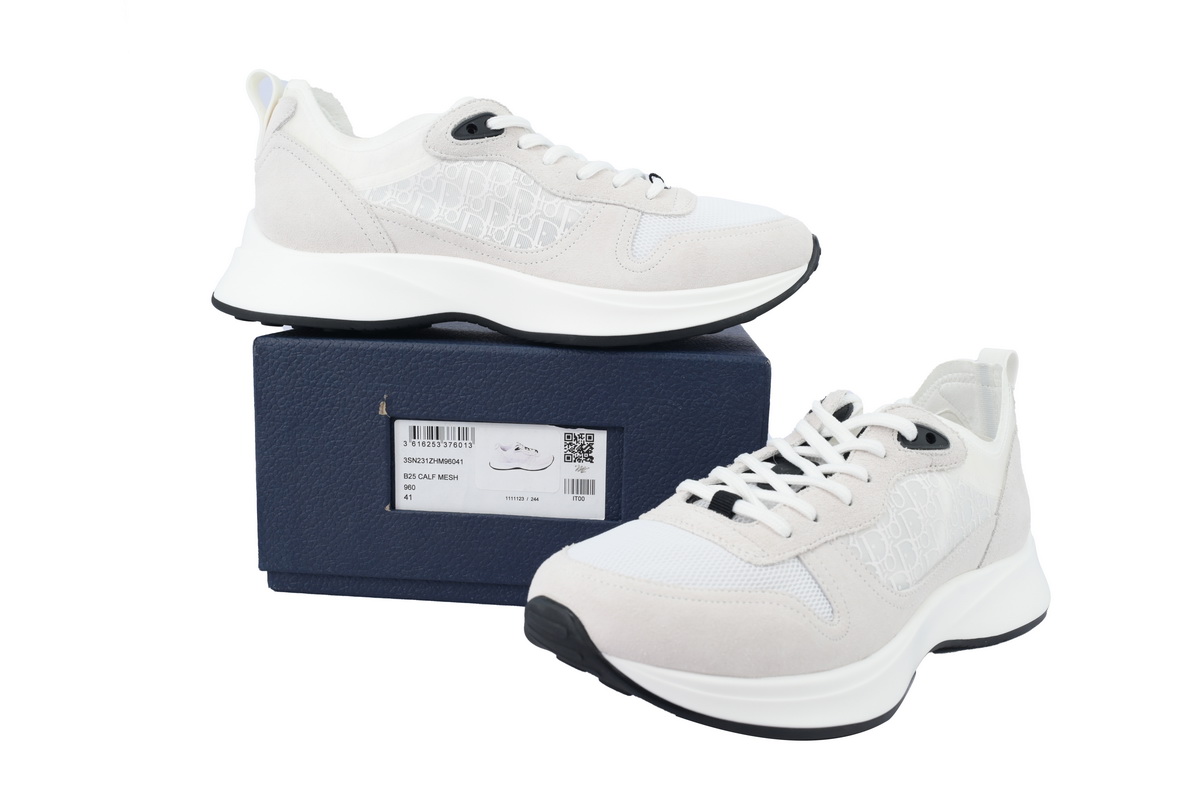 Dior B25 Runner White Oblique Suede 3SN259YTR_H069