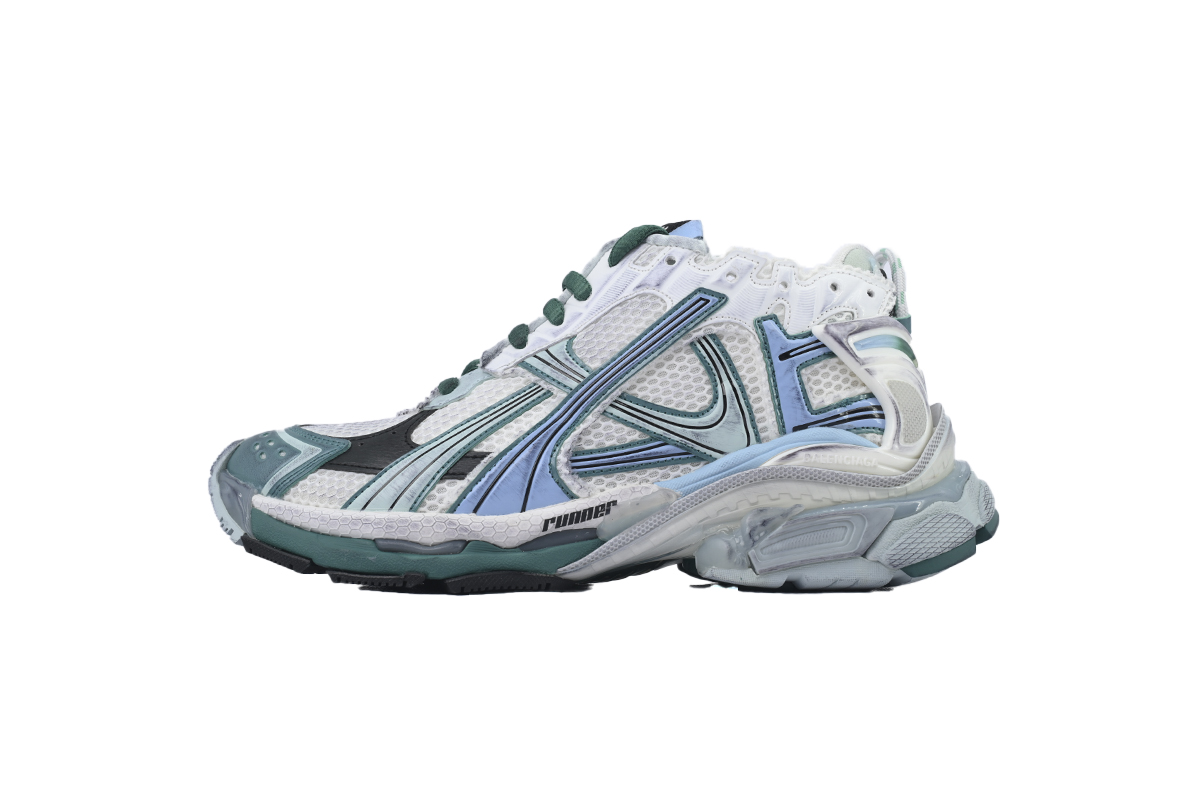 Balenciaga Runner Sneaker White Green Blue 772774 W3RMU 9034