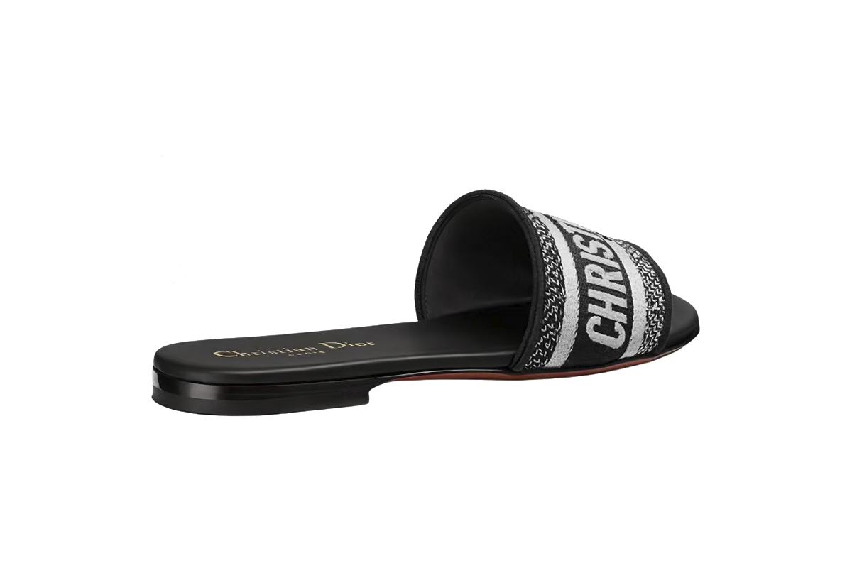 Dior Dway Slide Black Embroidered Cotton