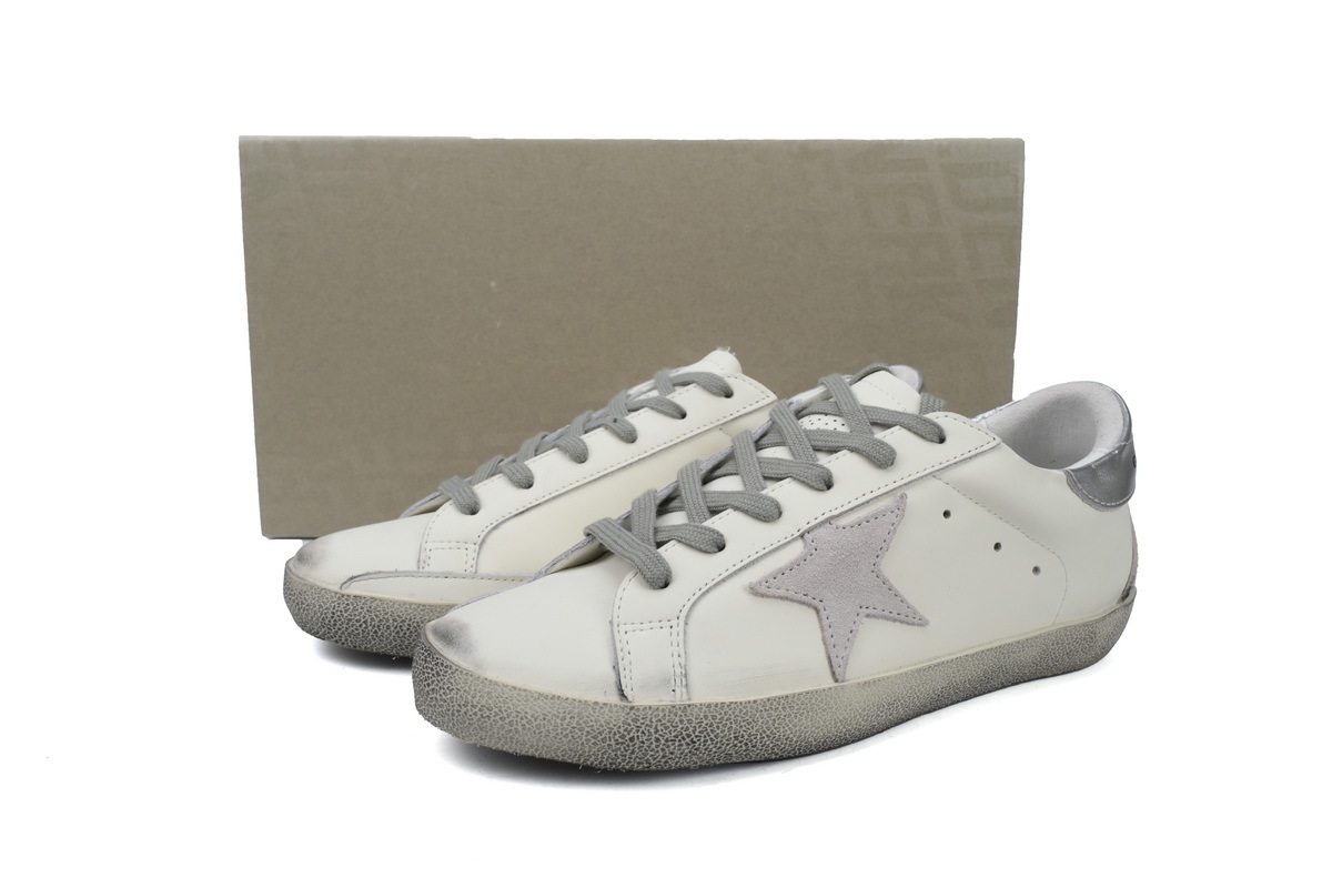 Golden Goose Super Star White Silver Heel