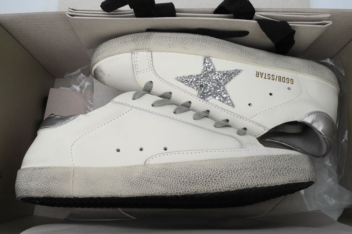 Golden Goose Super Star White Silver Star Glitter