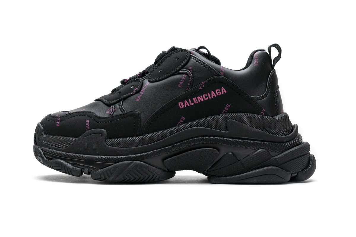 Balenciaga Triple S Letter Black Pink 524039 W2FA1 7635