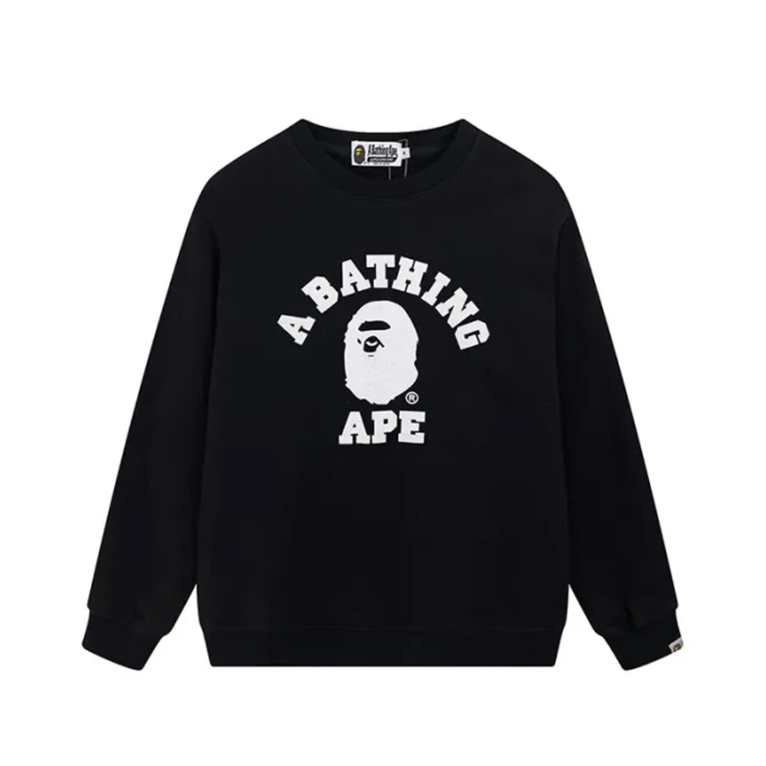BAPE Printed Letter Crew-neck Hoodie Black & Grey