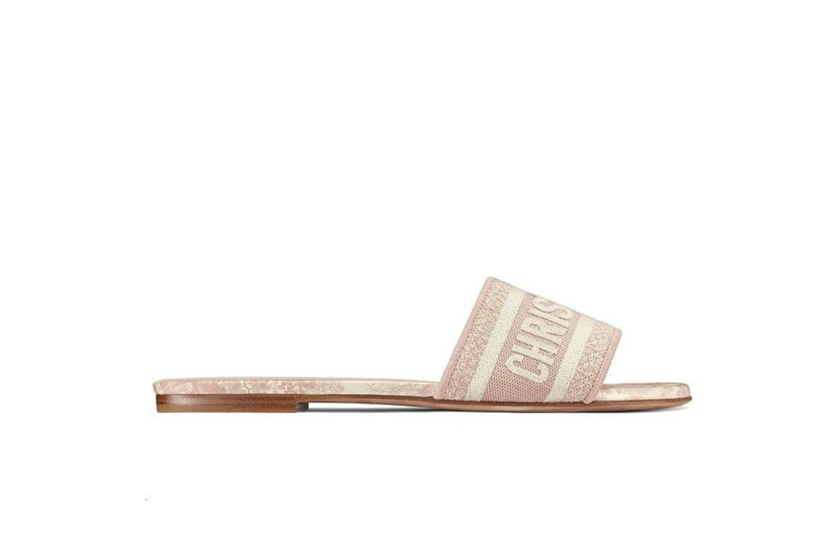 Dior Dway Slide Pink Toile de Jouy Embroidered Cotton