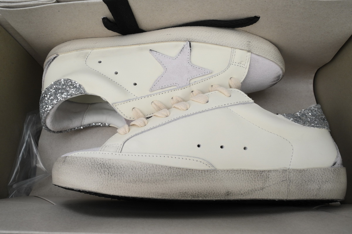Golden Goose Super Star White Silver Glitter