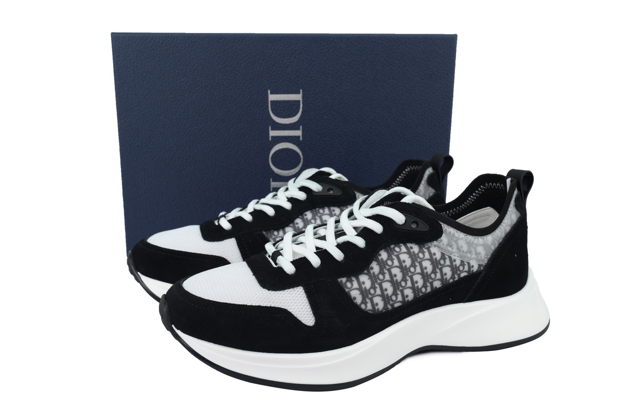 Dior B25 Runner Black Suede White Technical Mesh Oblique Canvas 3SN259YUH_H960