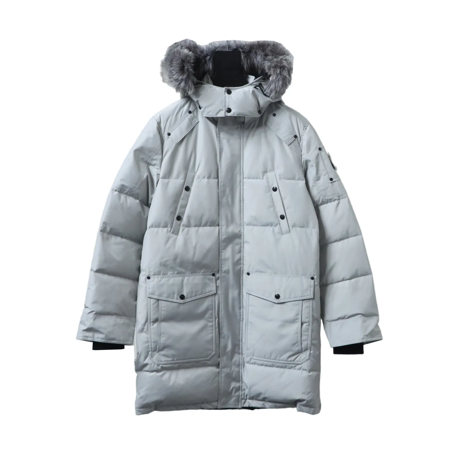 Moose Knuckles Onyx Shearling Big Rider Parka Gray