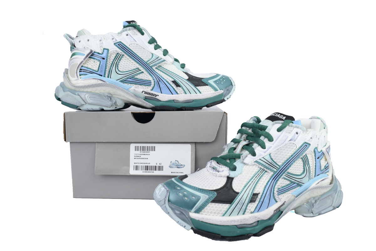 Balenciaga Runner Sneaker White Green Blue 772774 W3RMU 9034 - ogsneaker