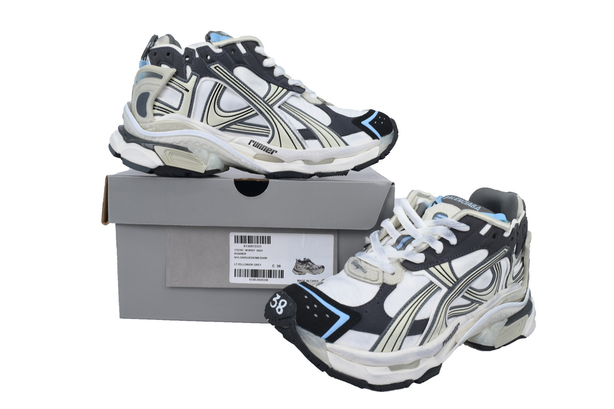 Balenciaga Runner Sneaker White Black Blue 772767 W3RNY 0623 - ogsneaker