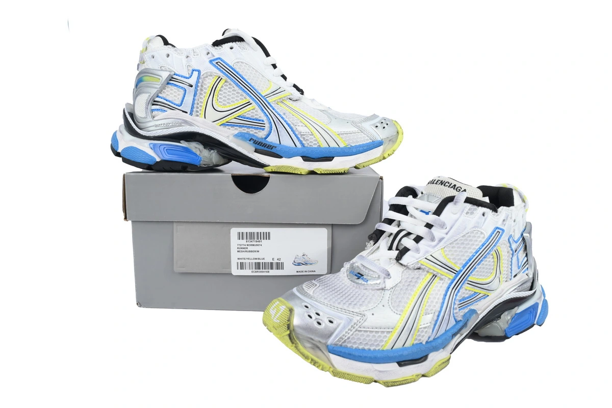 Balenciaga Runner Sneaker White Yellow Blue 772774 W3RMU 9074 - ogsneaker