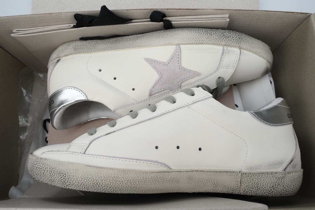Golden Goose Super Star White Silver Heel