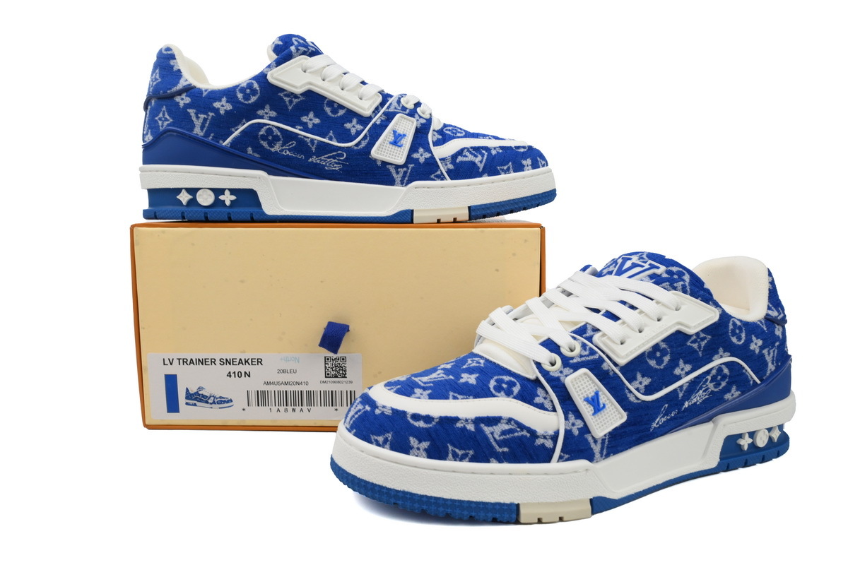 Louis Vuitton Trainer Blue Monogram Textileextile