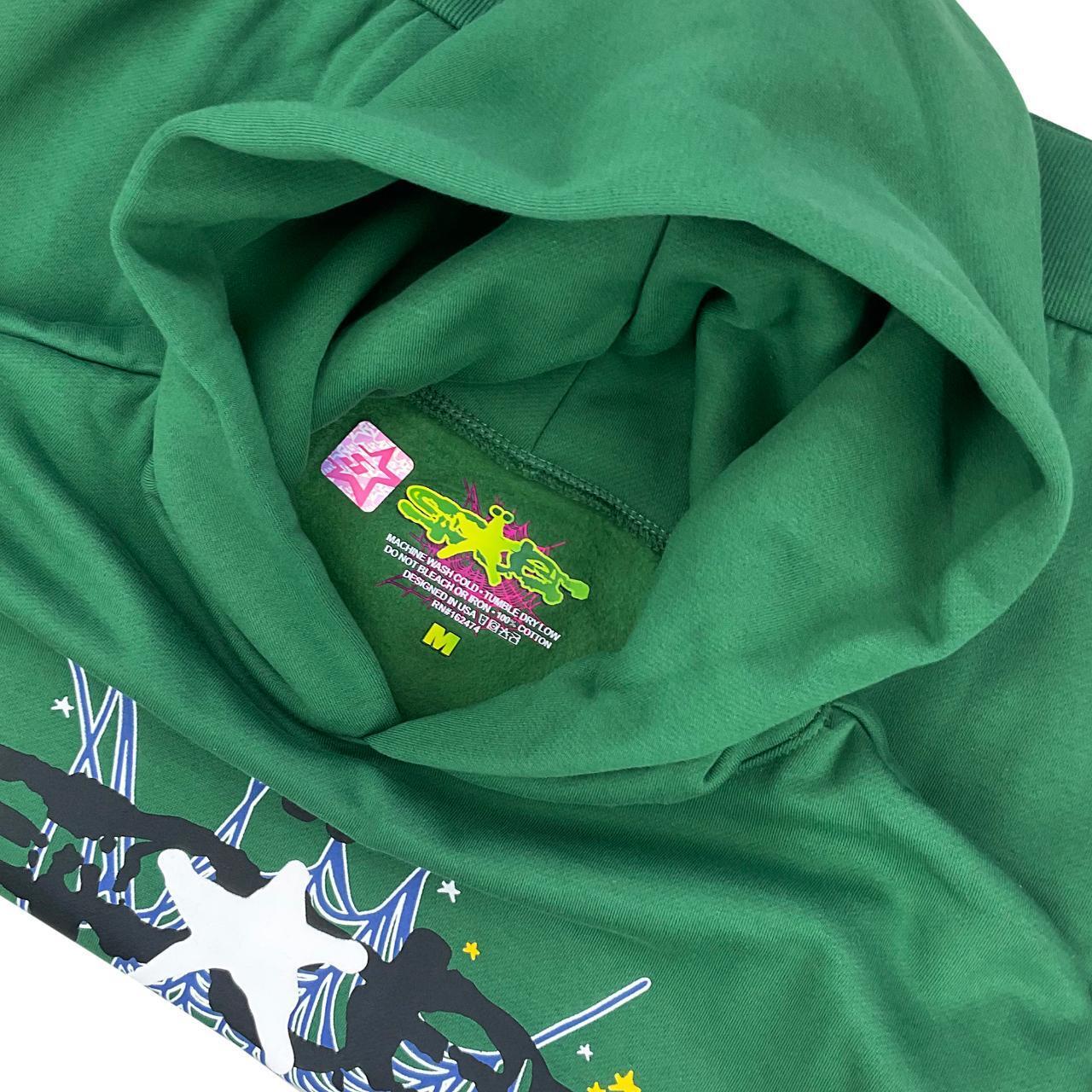 Sp5der Hoodie With Hat Dark Green HD08