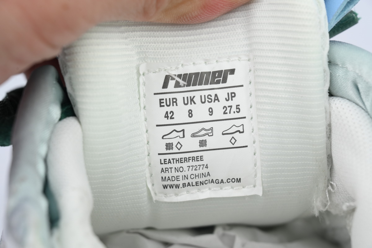 Balenciaga Runner Sneaker White Green Blue 772774 W3RMU 9034 - ogsneaker