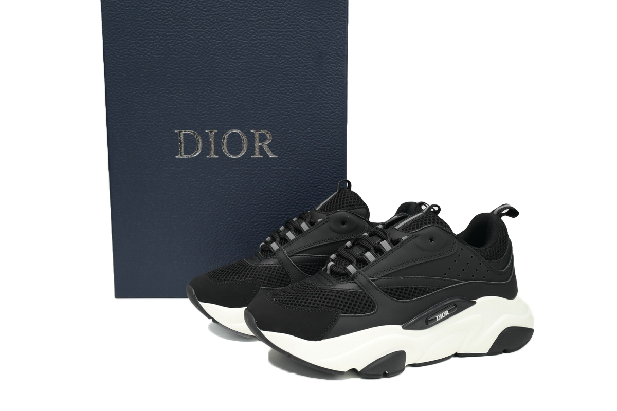 Dior White Blue Black B22 Sneakers Black And White