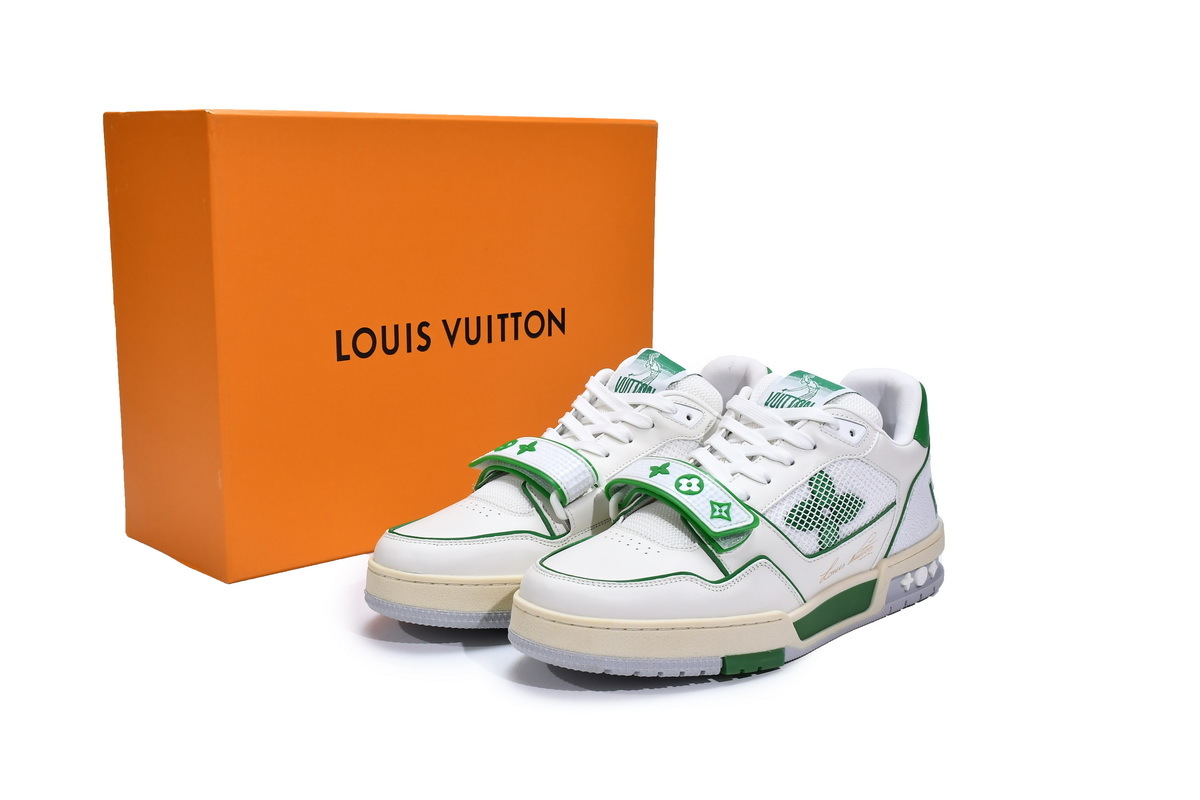 Louis Vuitton Trainer White Green 1A98UX