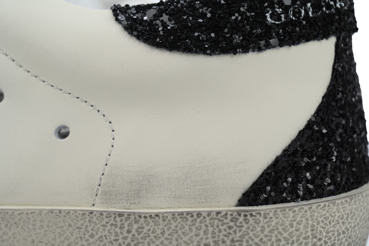 Golden Goose Super Star White Black Cream Silver Glitter
