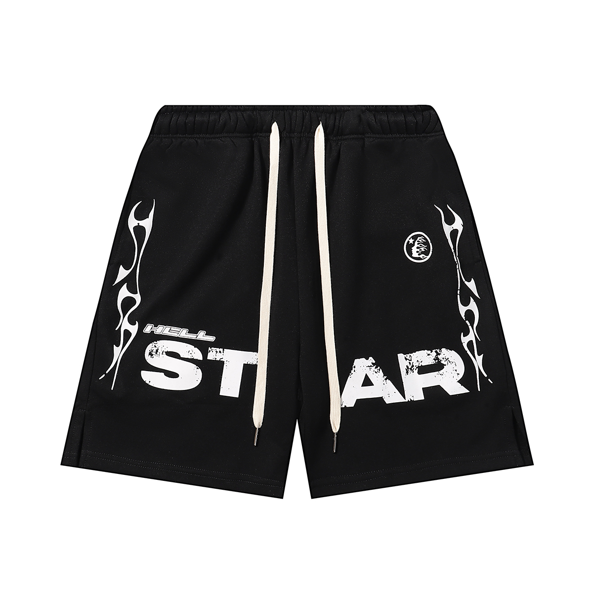 Hellstar Relaxed Elastic Waist Street Wear Cotton Terry Shorts Black/Yellow - ogsneaker