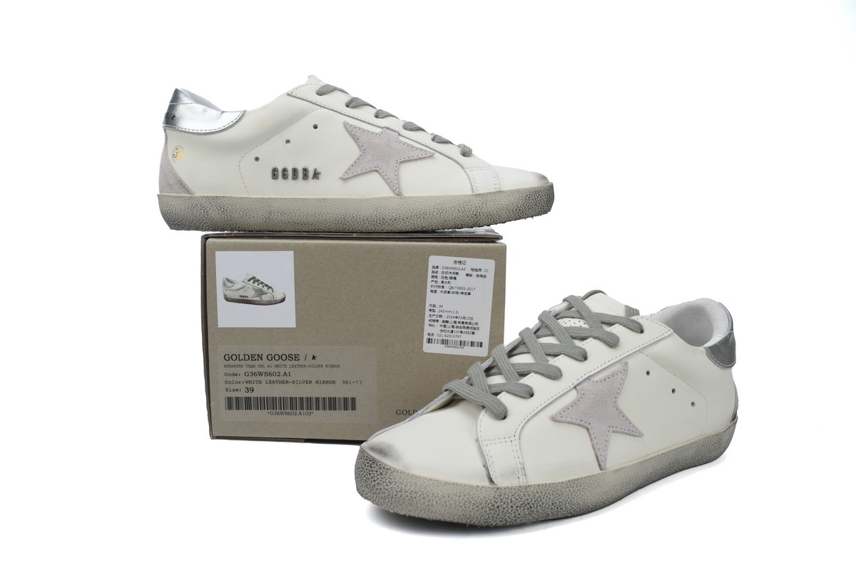 Golden Goose Super Star White Silver Heel