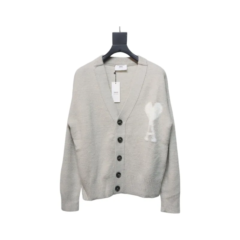 AMI Paris Ami de Coeur Cardigan Grey