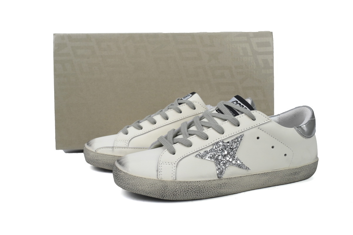 Golden Goose Super Star White Silver Star Glitter