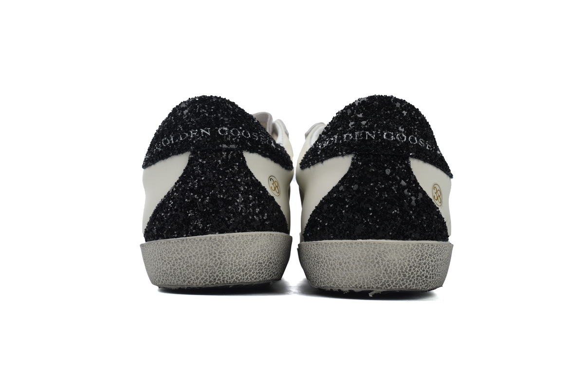 Golden Goose Super Star White Black Cream Silver Glitter