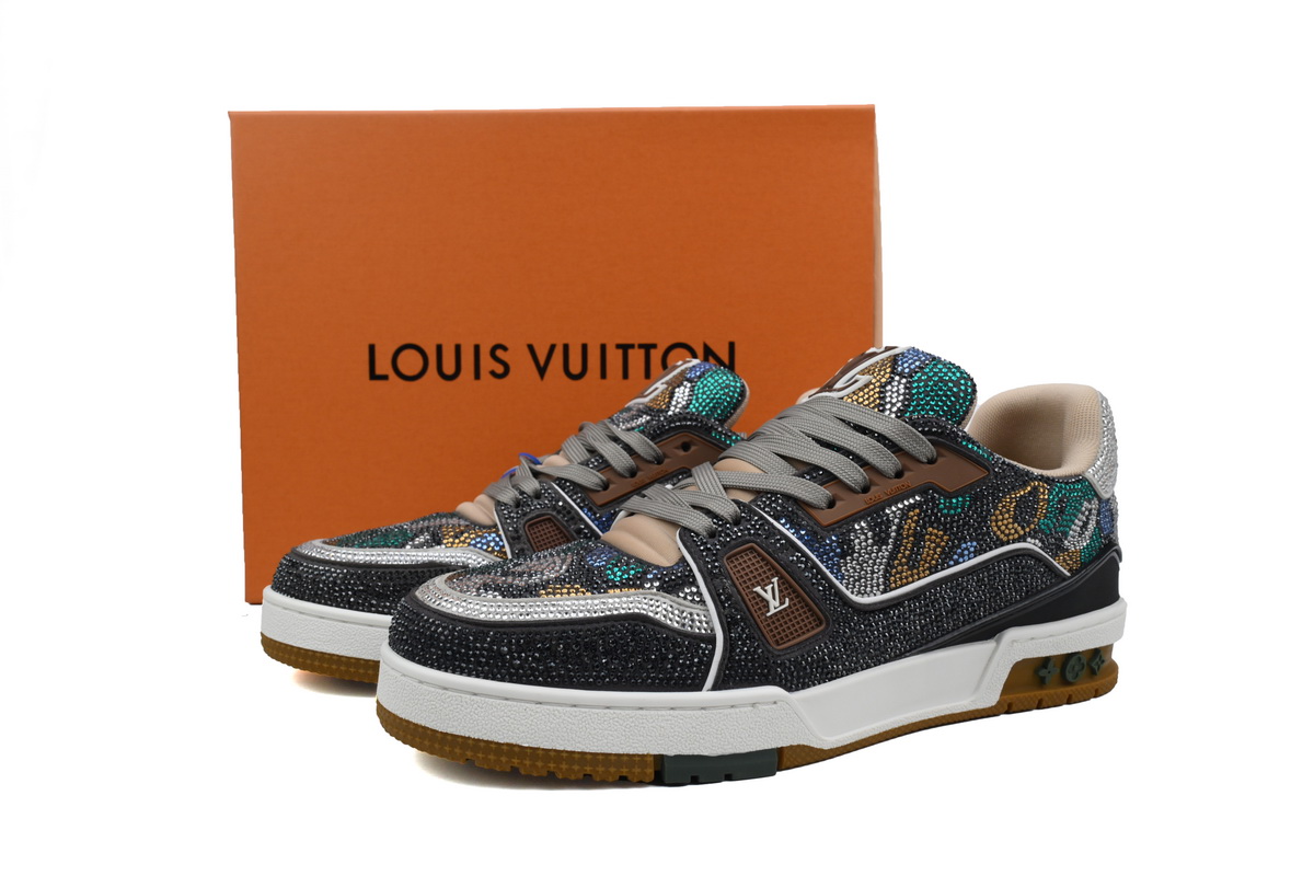 Louis Vuitton Trainer Khaki Camouflage Rhinestone