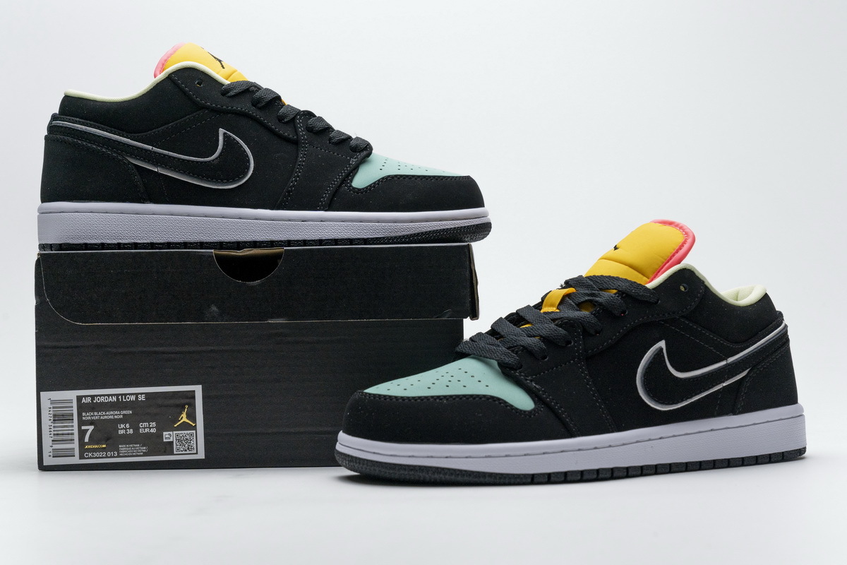 Jordan 1 Low Black Aurora Green Laser Orange CK3022-013 - ogsneaker