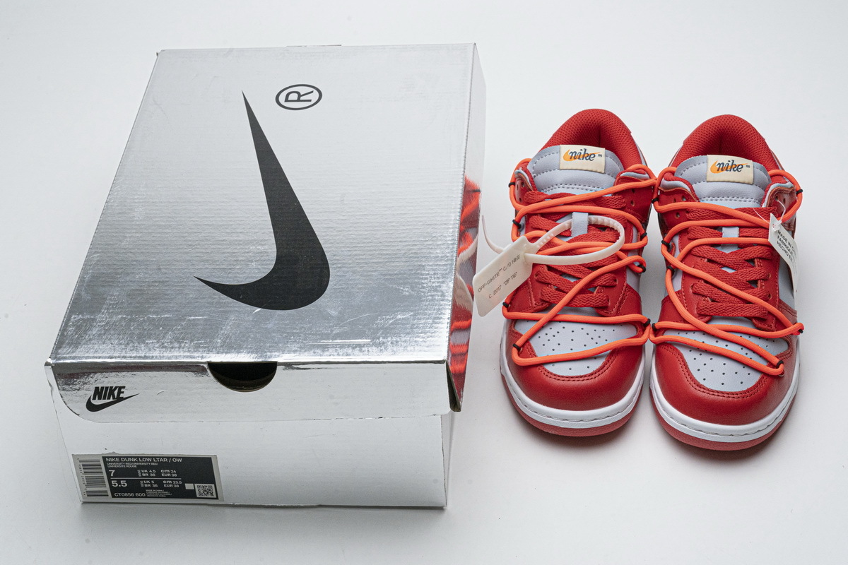 OFF White X Nike Dunk Low University Red CT0856-600